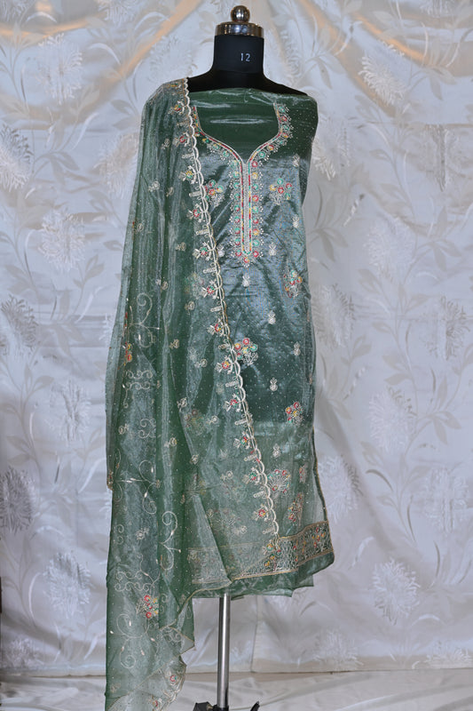 Exquisite Chanderi Silk Suit Sets with Multicolored Floral Embroidery