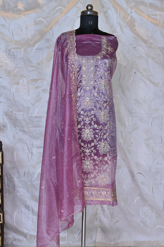 Opulent Organza Suit Sets with Exquisite Thread Embroidery