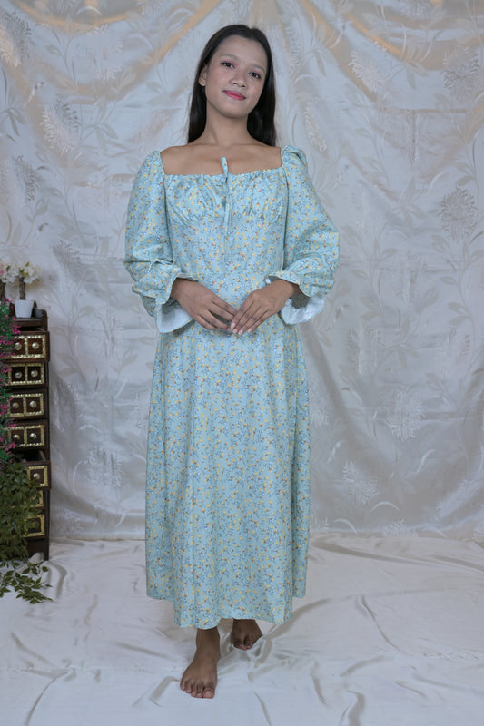 Whimsical Floral Puff-Sleeve Dress