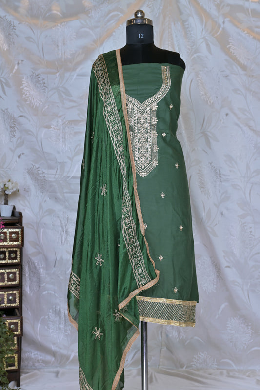 Elegant Embroidered 3-Piece Suit Material - Unstitched