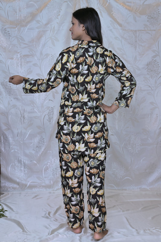 "Midnight Bloom" Floral Co-ord Lounge Set