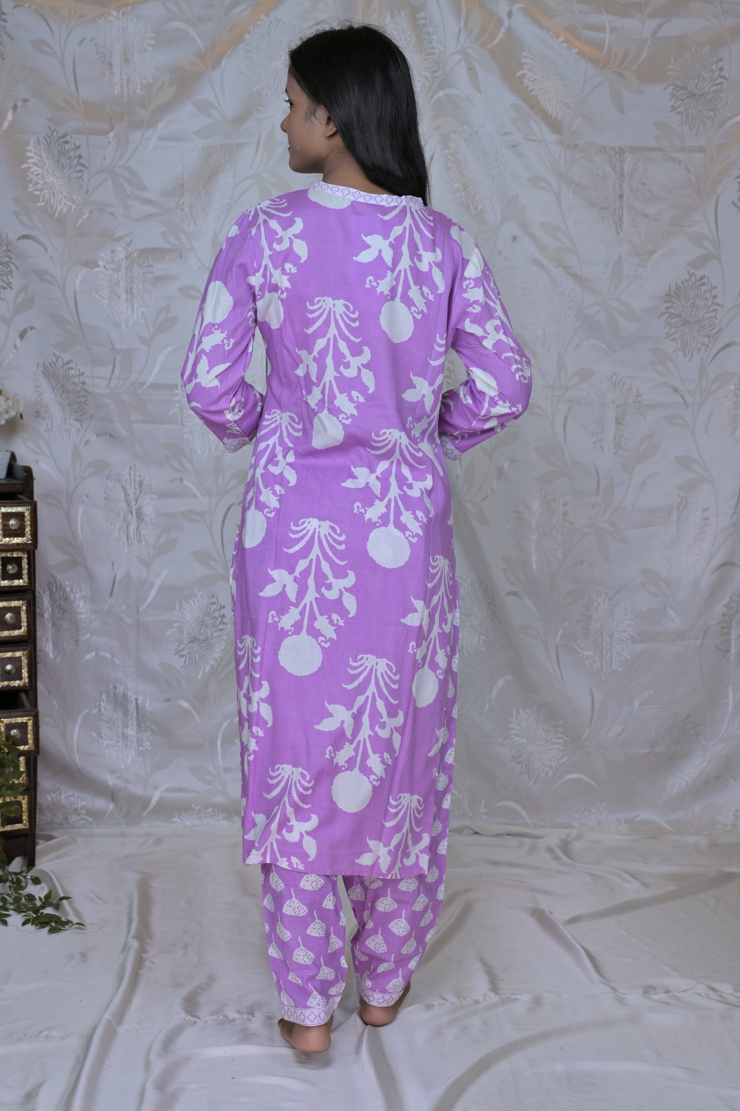 Charming Block Print & Embroidered 3-Piece Suit Set