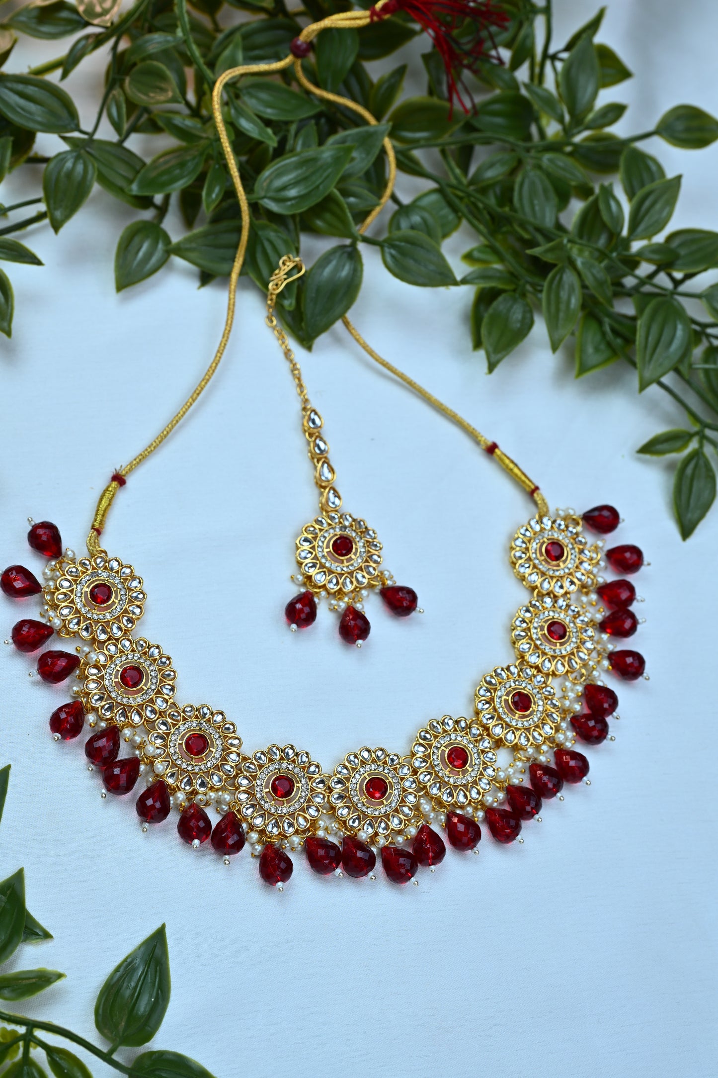 Gulnaar Ruby Drop Set