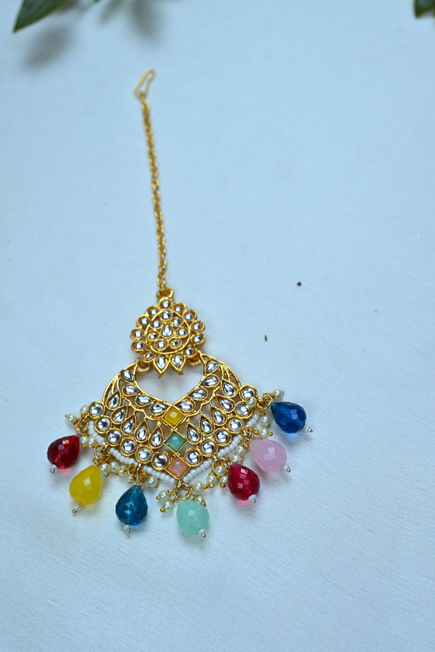 Vibrant Polki & Multicolor Bead Bridal Jewelry Set