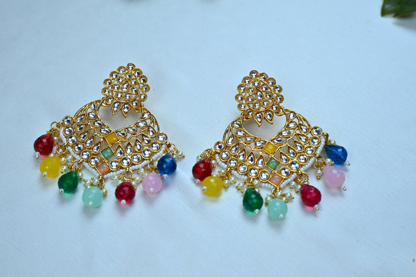 Vibrant Polki & Multicolor Bead Bridal Jewelry Set