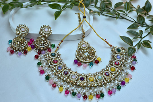 Royal Multi-stone Pearl Kundan Bridal Jewelry Set