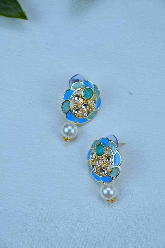 Sky Bloom Pearl Mala Set with Stud Earrings