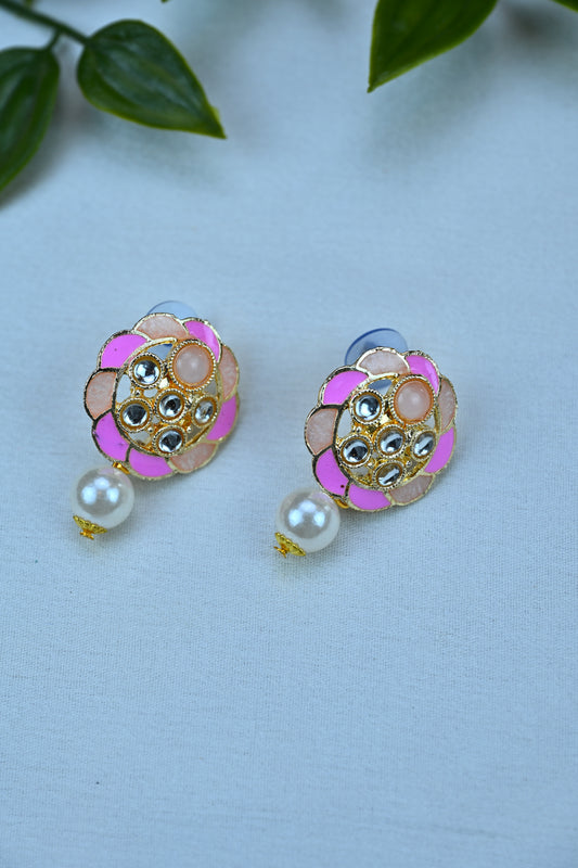 Blush Bloom Pearl Mala Set with Stud Earrings