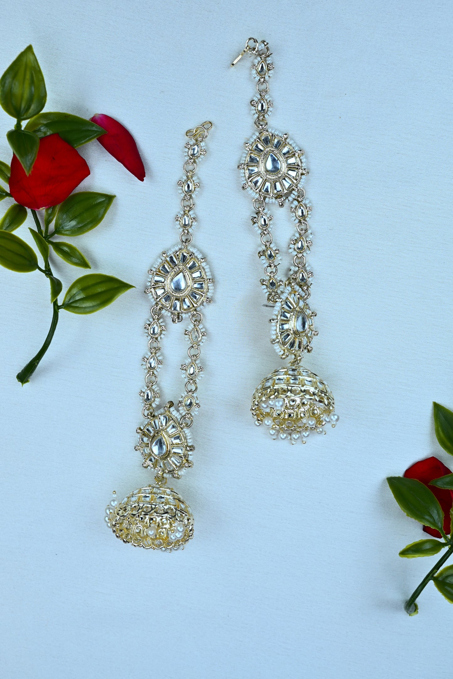 Elegant Pearl-Domed Long Earrings