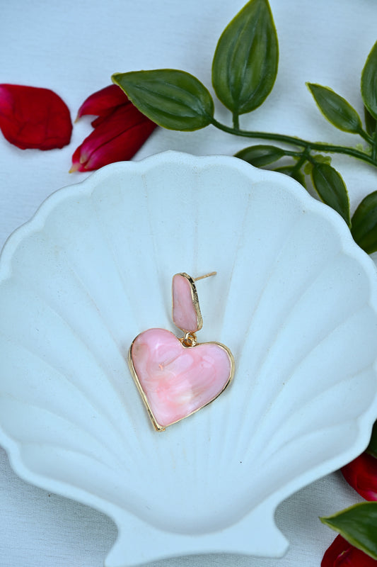 Blush Heart Drop Earrings