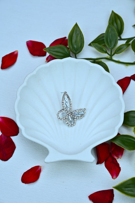 Crystal Butterfly Statement Studs (Silver)
