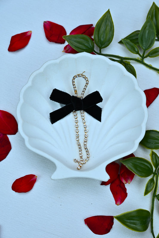 Velvet Noir Bow Dangle Earrings