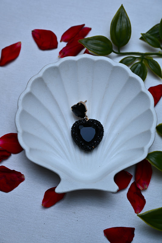 Noir Romance Heart Earrings