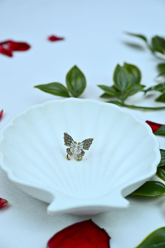 Mini Butterfly Stud Earrings – Gold & Crystal