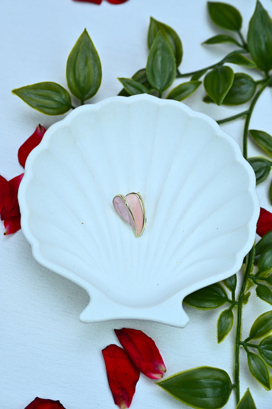 Blush Heart Stud Earrings – Dual Tone Pink