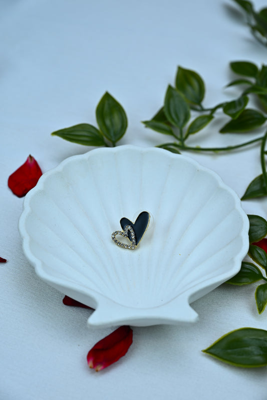 Midnight Bloom – Enamel Heart Studs