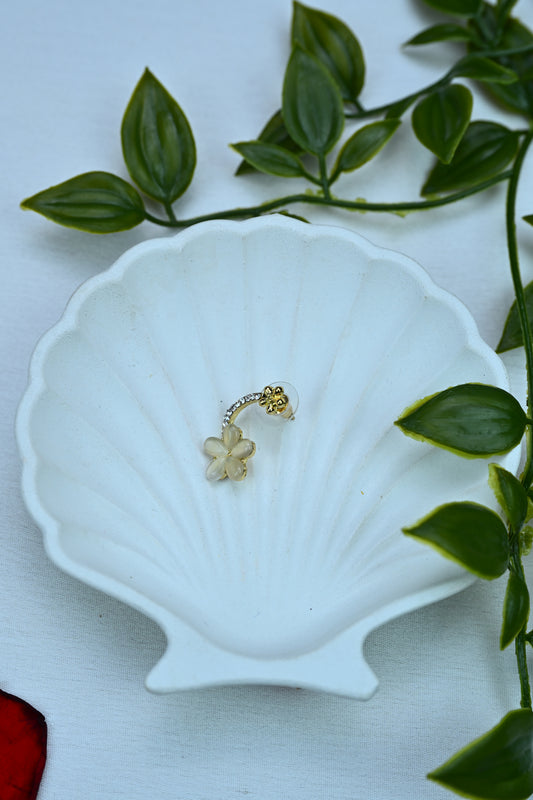 Golden Bloom Floral Curve Earrings