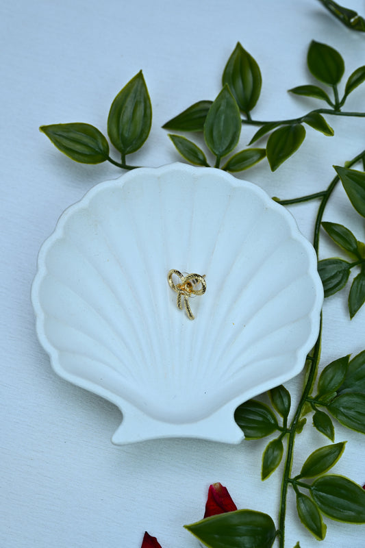 Golden Ribbon Knot Stud Earrings