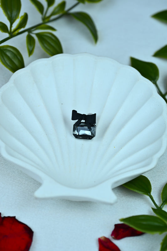 Elegant Black Bow Crystal Stud Earrings