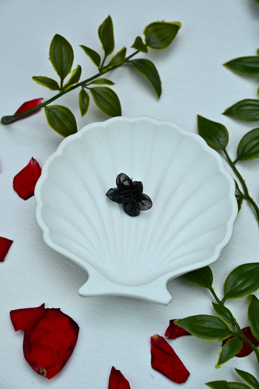 Midnight Bloom Korean Flower Earrings