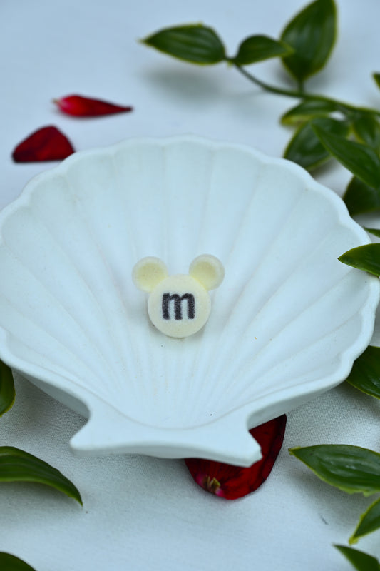 M Initial Mouse Stud Earrings