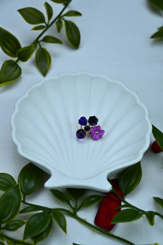 Crystal Bloom Stud Earrings – Midnight Violet