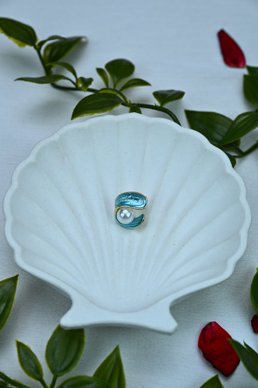 Chic Teal and Pearl Shell Stud Earrings