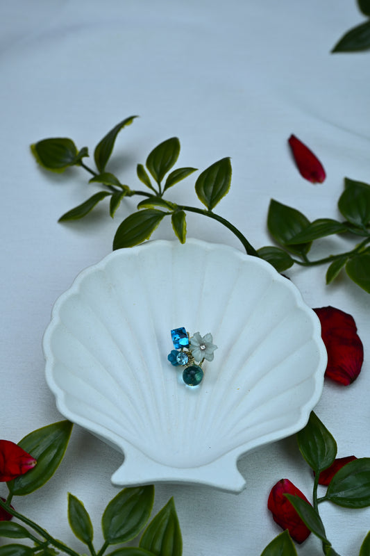 Crystal Bloom Stud Earrings – Ocean Mist