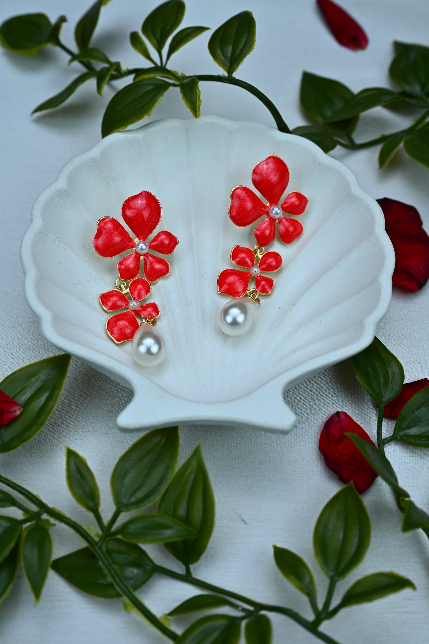 Lucky Clover and Pearl Drop Earrings