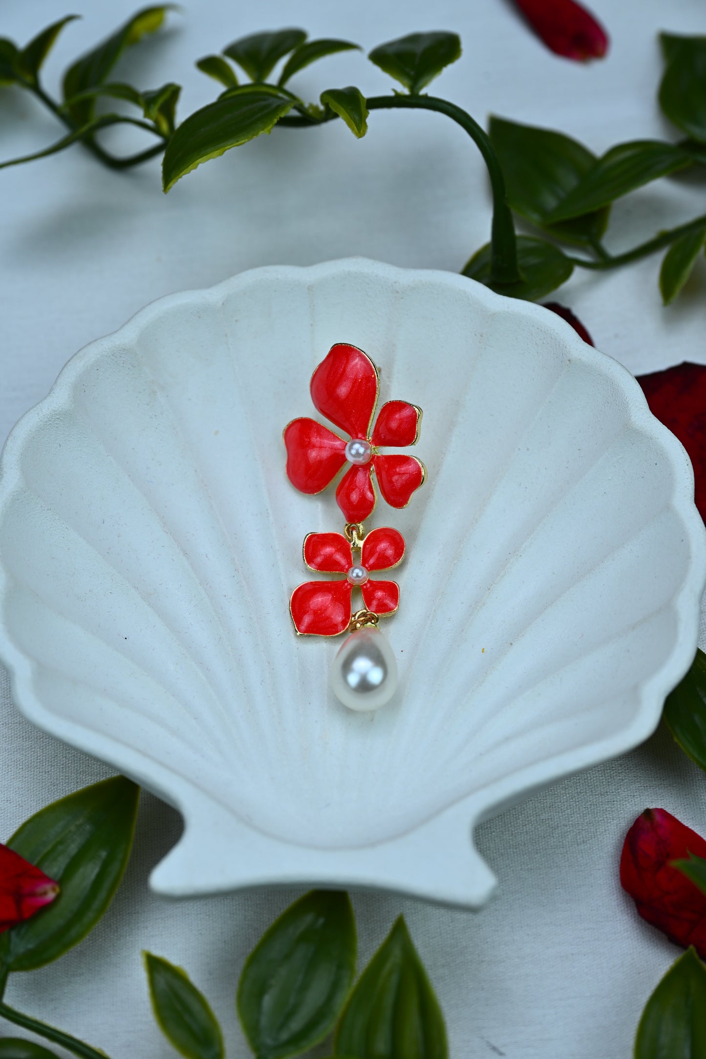 Lucky Clover and Pearl Drop Earrings