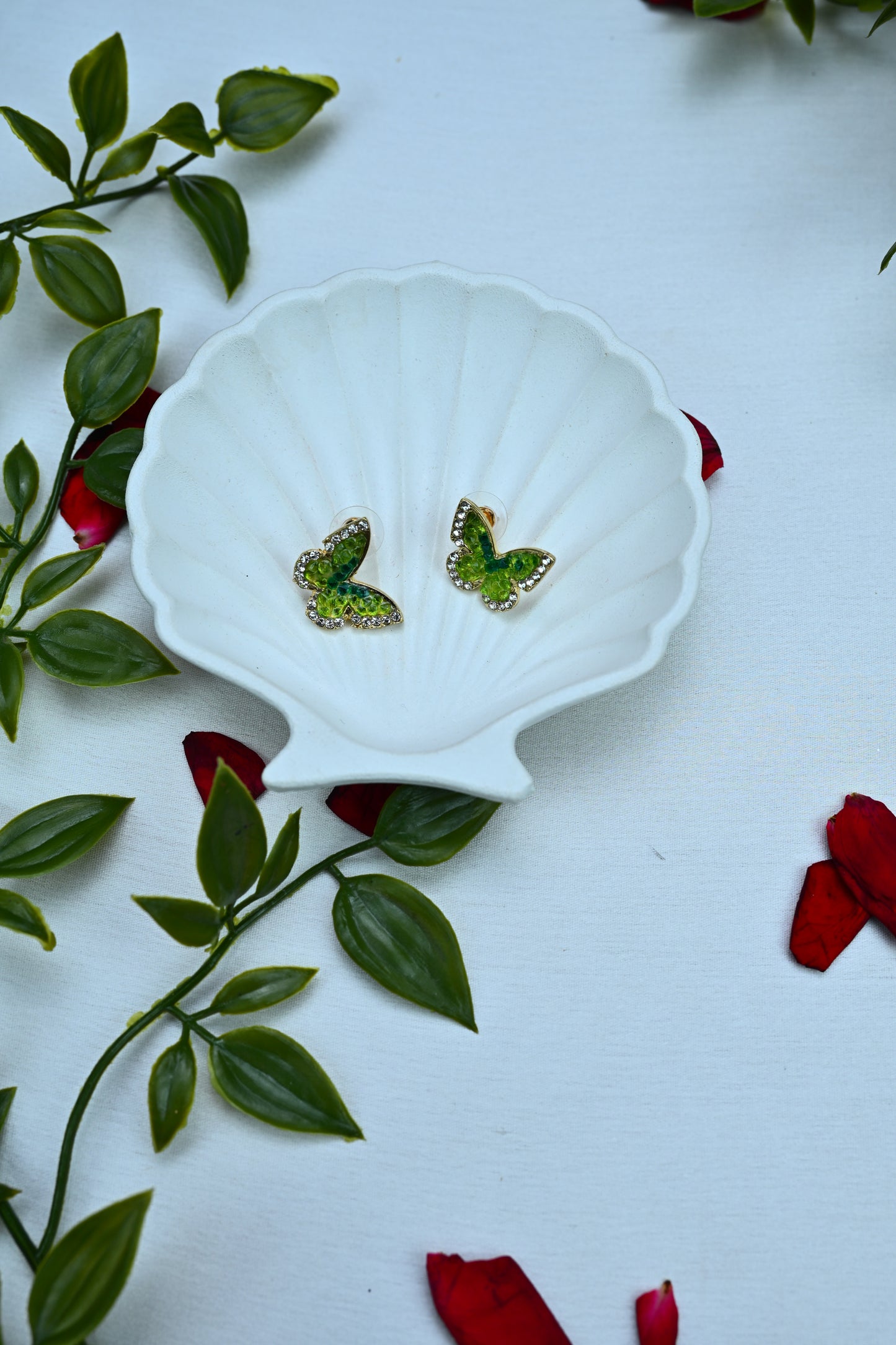 Green Butterfly Stud Earrings