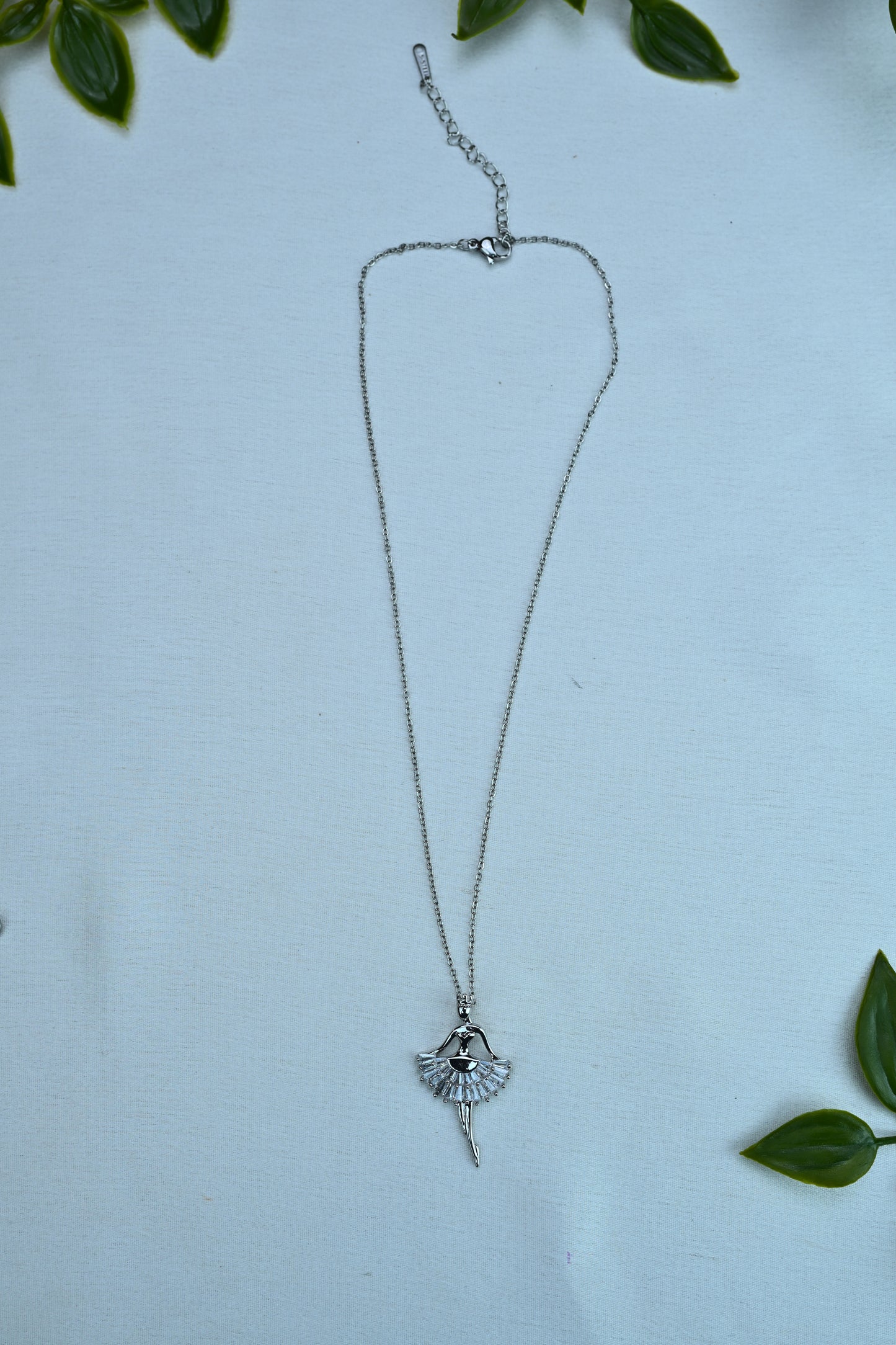 Silver Ballerina Pendant Necklace