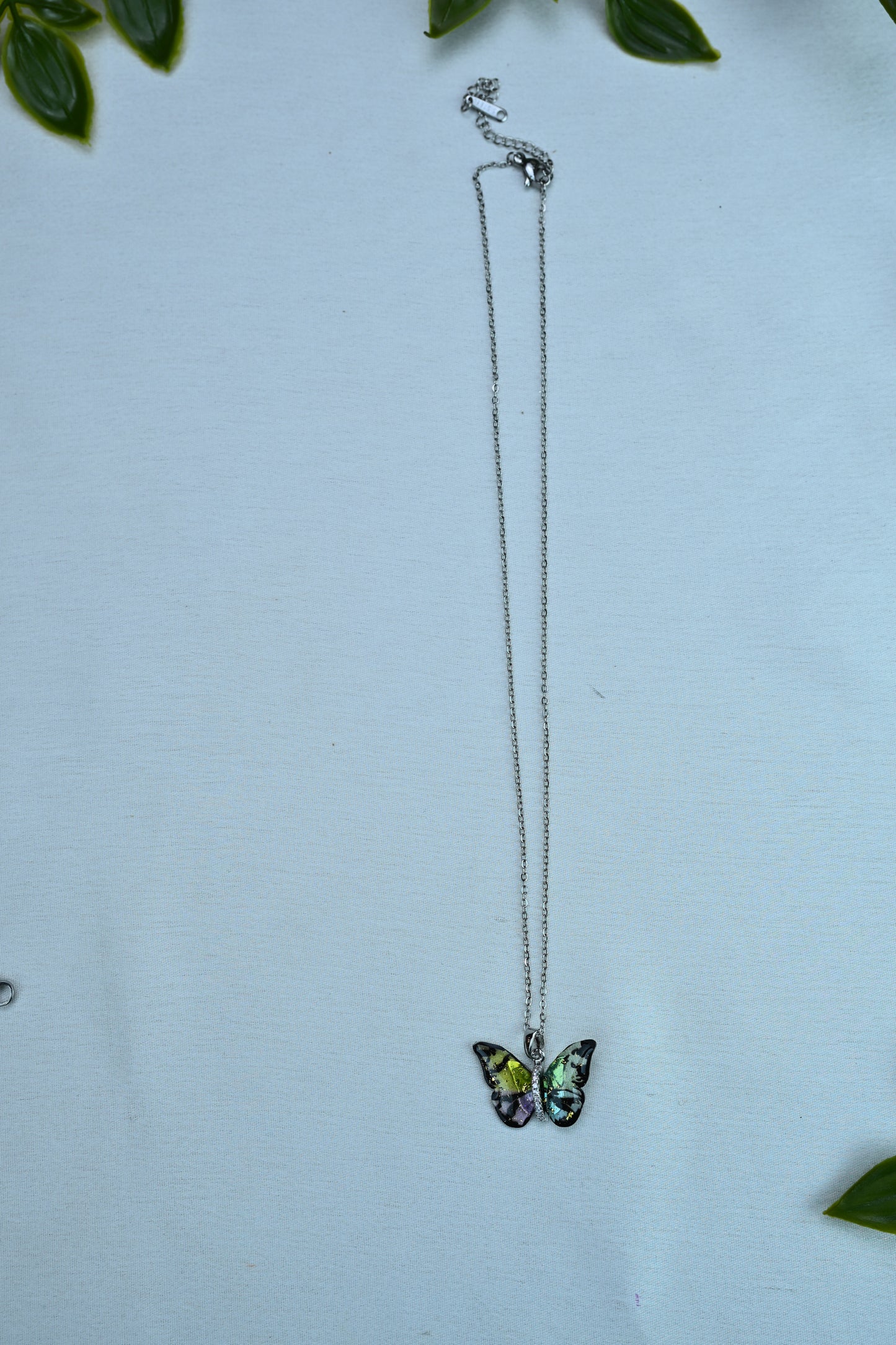 Iridescent Butterfly Pendant Necklace