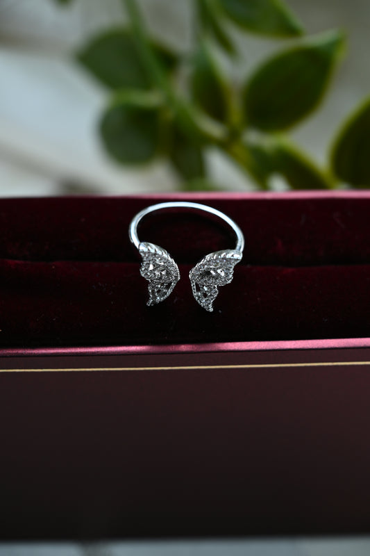 Clear Micro Pave CZ Open Butterfly Ring