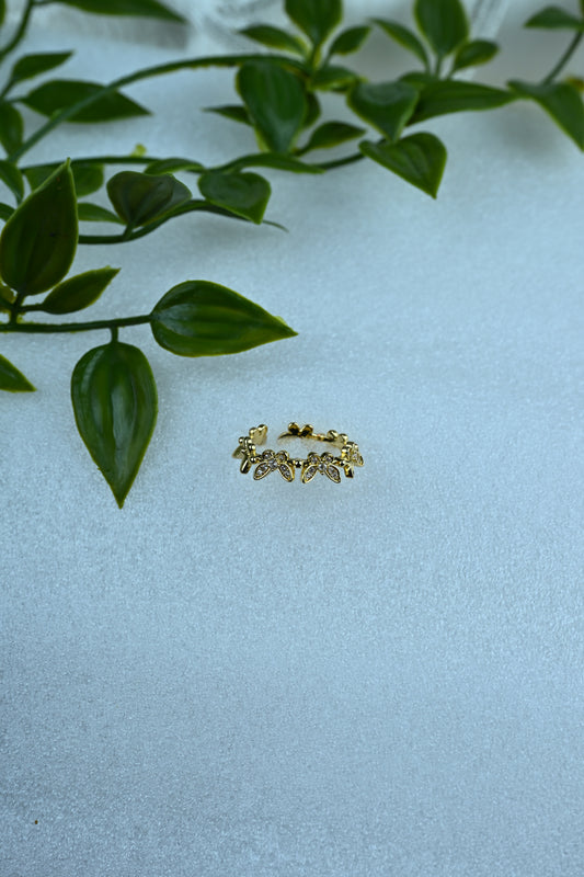 Floral Leaf Stainless Steel Ring