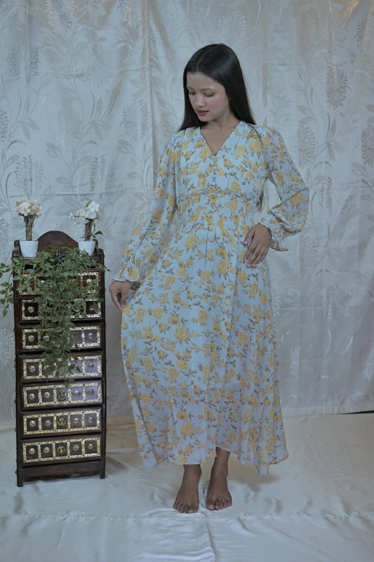 Meadow Bloom Chiffon Maxi Dress