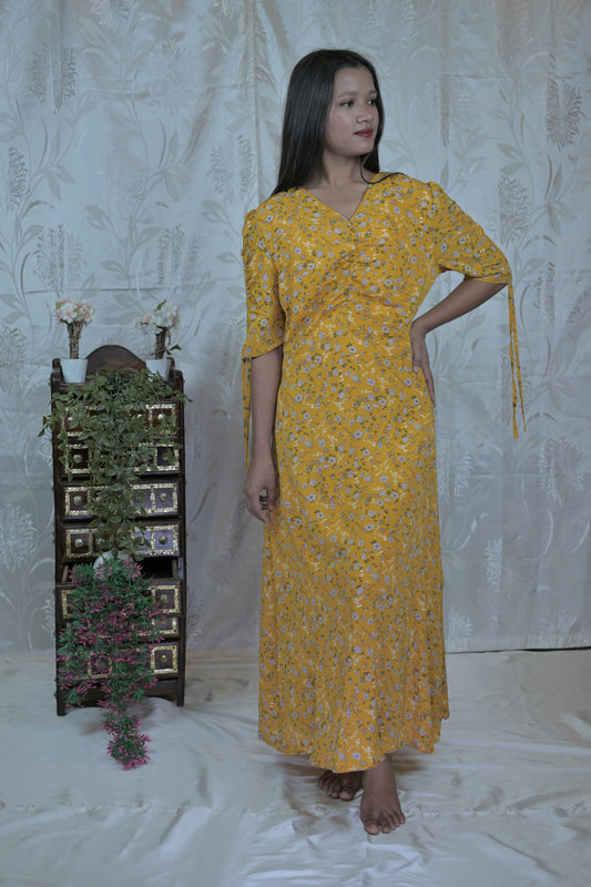 Sunlit Daisy Chiffon Dress