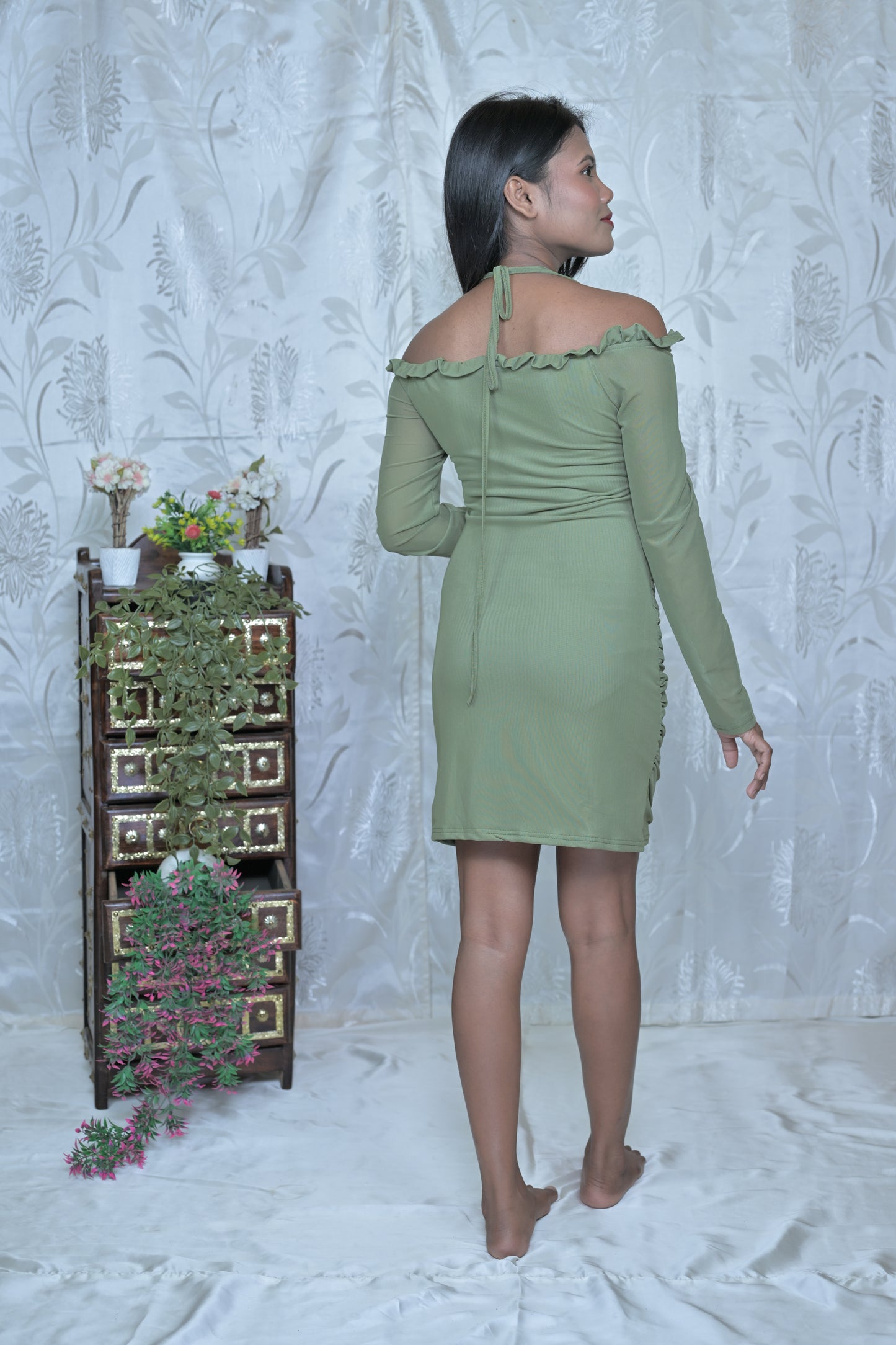 Off-Shoulder Ruched Bodycon Dress