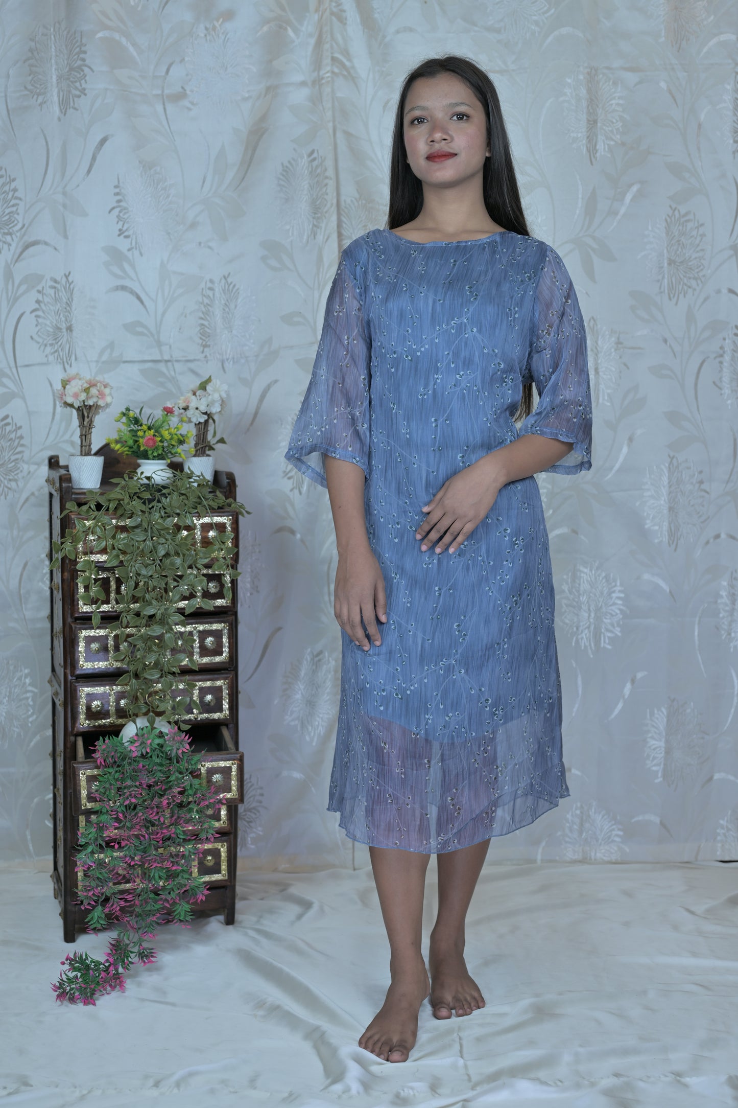 Twilight Mist Embroidered Dress