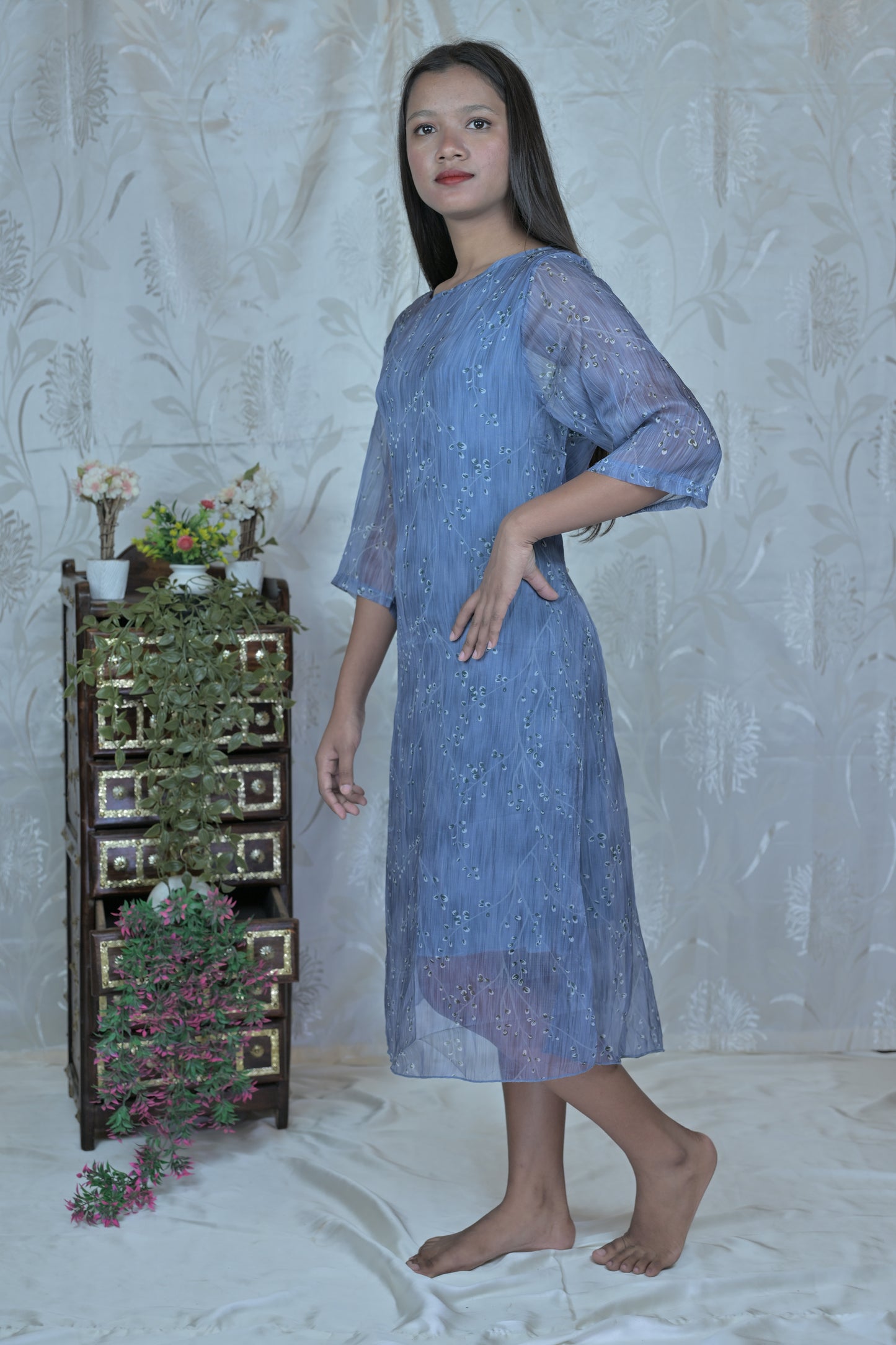 Twilight Mist Embroidered Dress