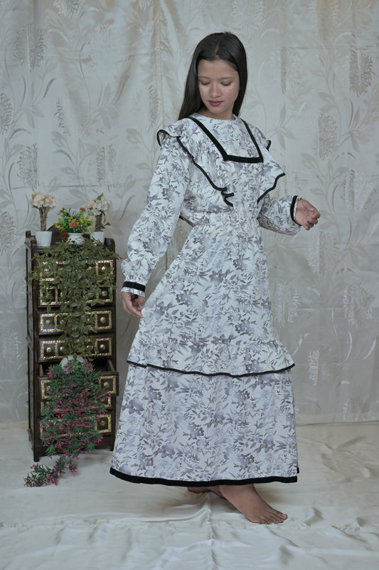 Victorian Bloom Ruffle Maxi Dress