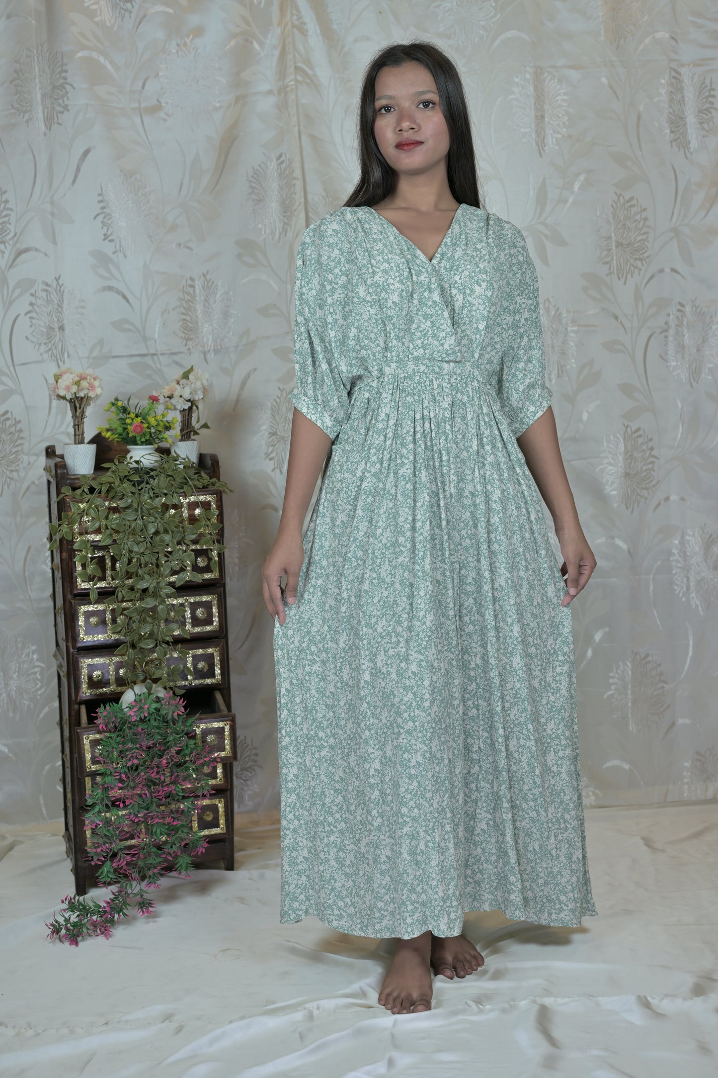 Sage Whisper Oversized Wrap Maxi