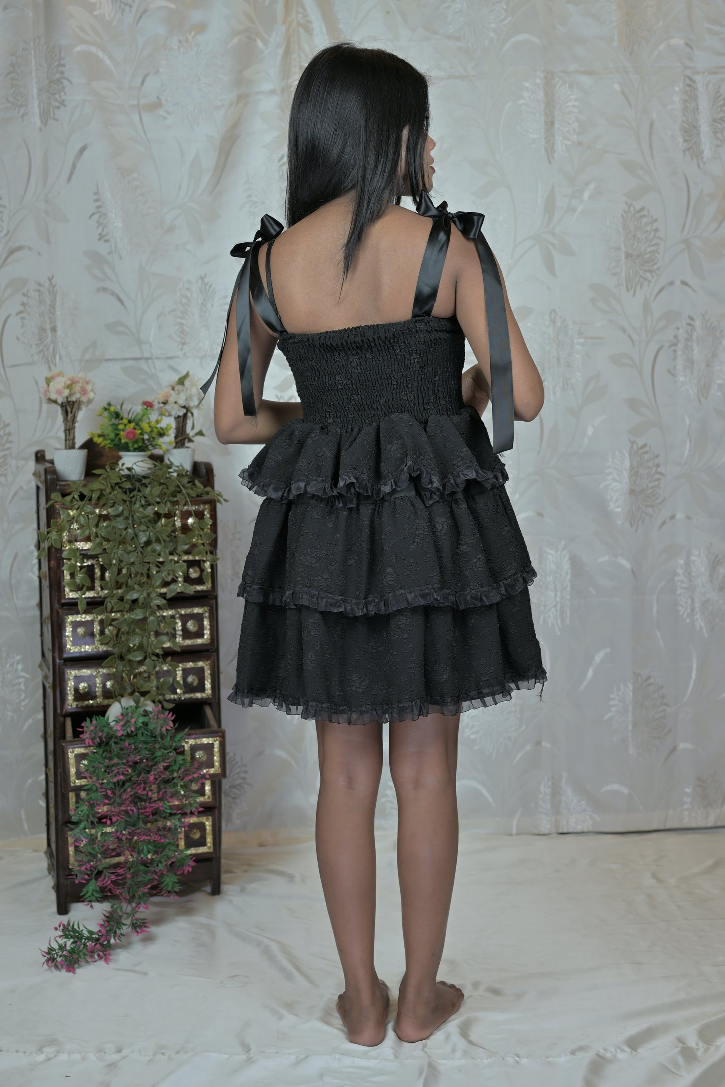 Midnight Ruffle Reverie – Gothic Lolita Lace Dress