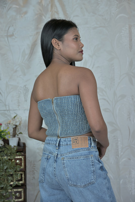 Buckled Denim Corset Top