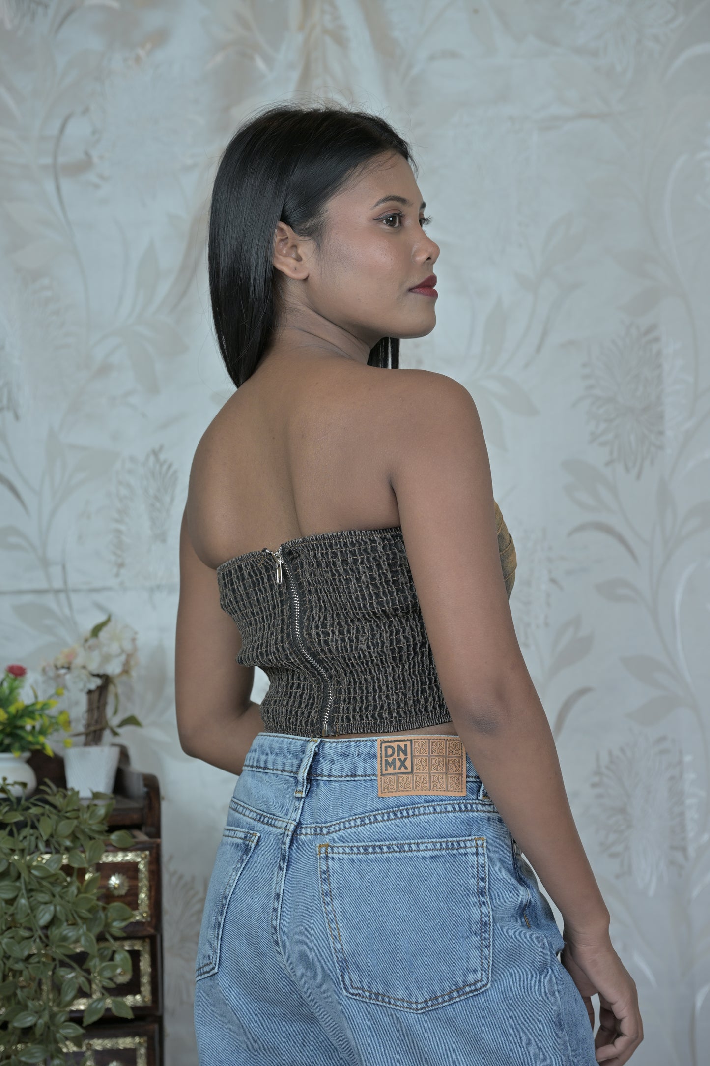 Buckled Denim Corset Top