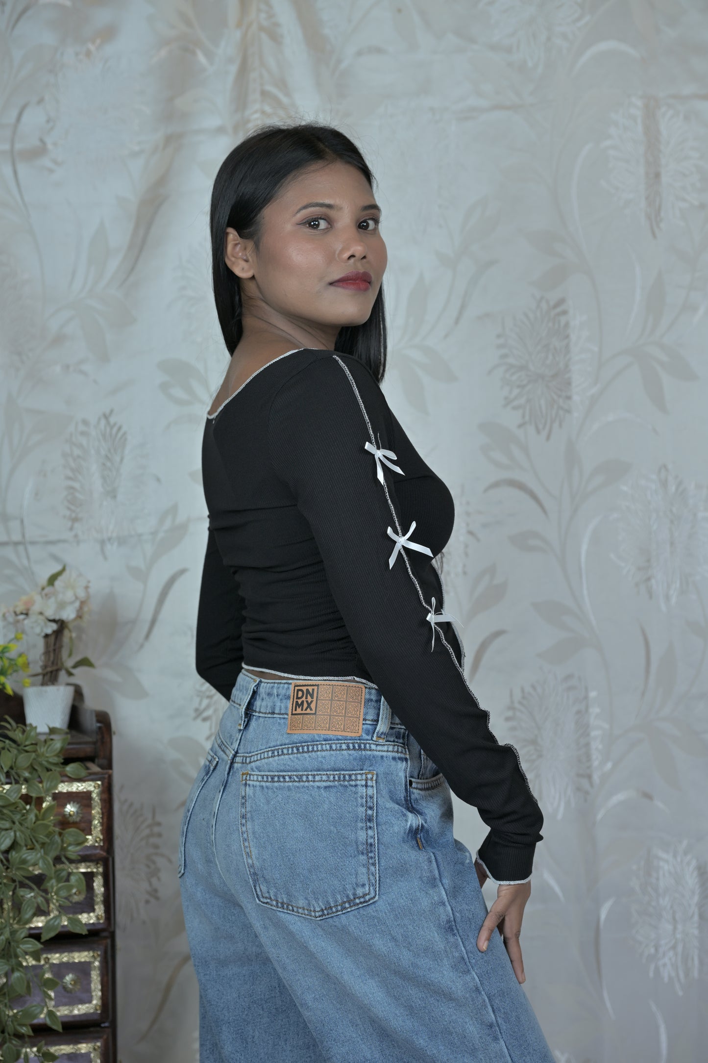 Button-Down Crop Top with Tie Details