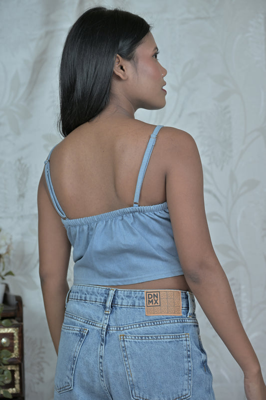 Washed Denim Textured Corset Tops (Light & Dark Variants)