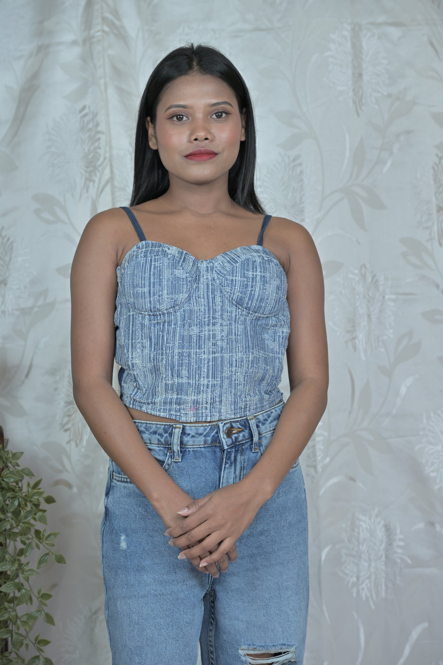Washed Denim Textured Corset Tops (Light & Dark Variants)