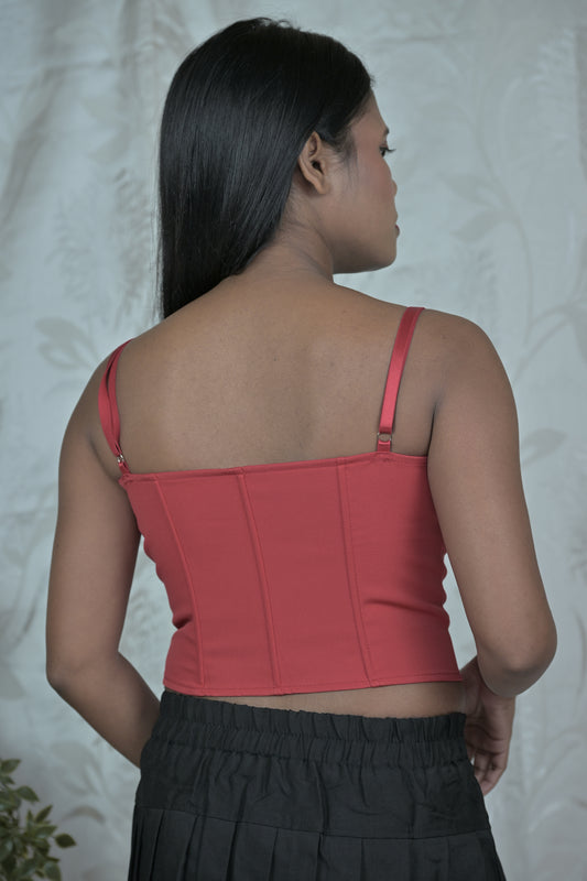 Women's Vintage-Inspired Lace Trim Corset Top