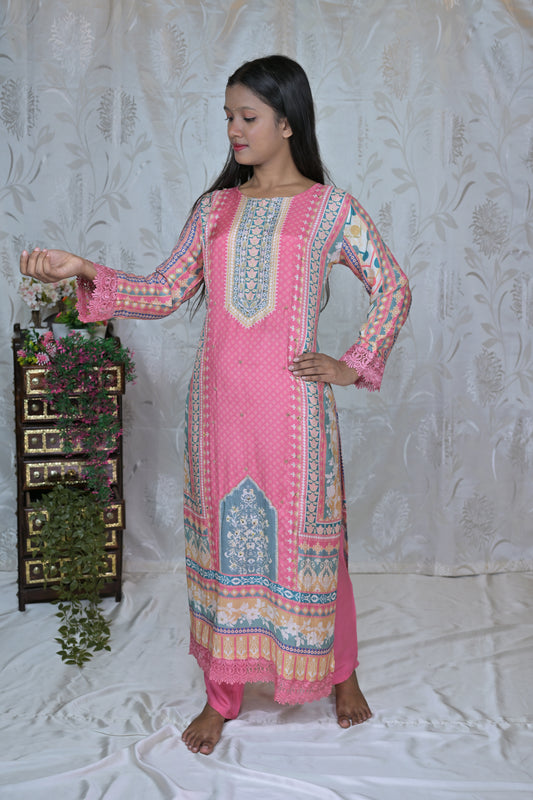 Designer Print Casual Muslin Suit